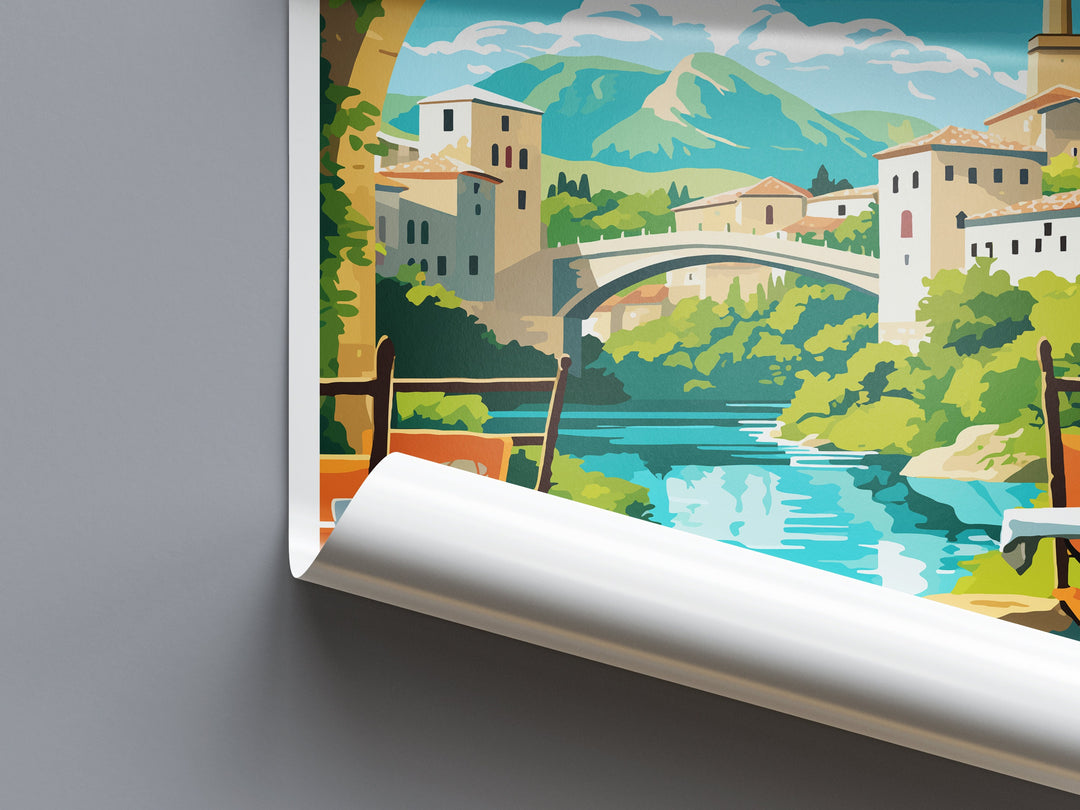 Mostar Travel Print Mostar Bosnia Home Décor Mostar Art Print Herzegovina City Room Print For Stari Most Bridge Koski Mehmed-Pasha Gift Art