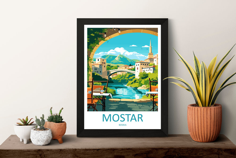 Mostar Travel Print Mostar Bosnia Home Décor Mostar Art Print Herzegovina City Room Print For Stari Most Bridge Koski Mehmed-Pasha Gift Art
