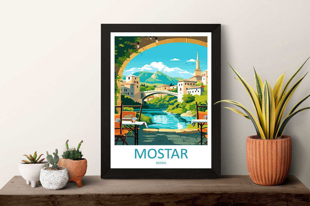 Mostar Travel Print Mostar Bosnia Home Décor Mostar Art Print Herzegovina City Room Print For Stari Most Bridge Koski Mehmed-Pasha Gift Art