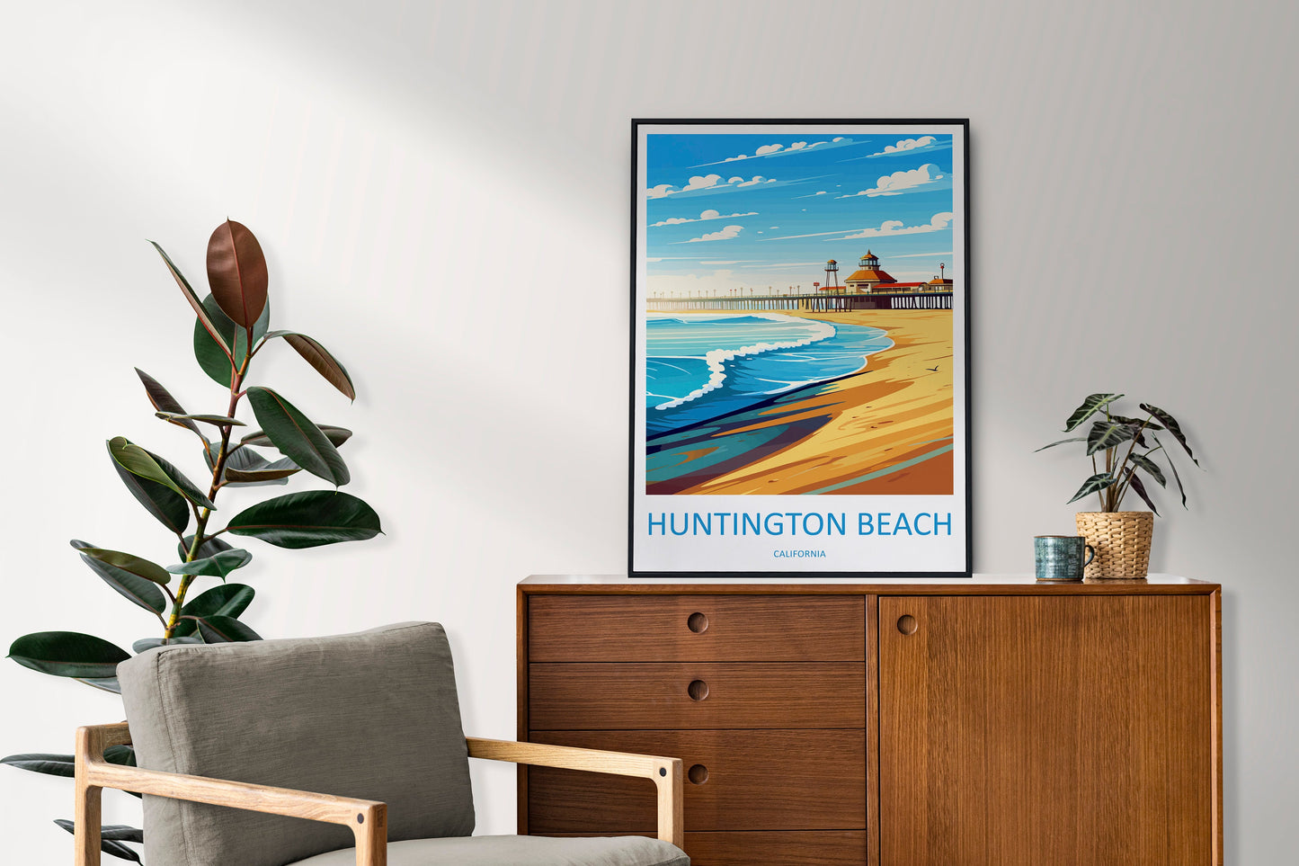 Huntington Beach Travel Print Wall Art Huntington Beach Wall Hanging Home Décor Huntington Beach Gift Art Lovers California Art Lover Gift