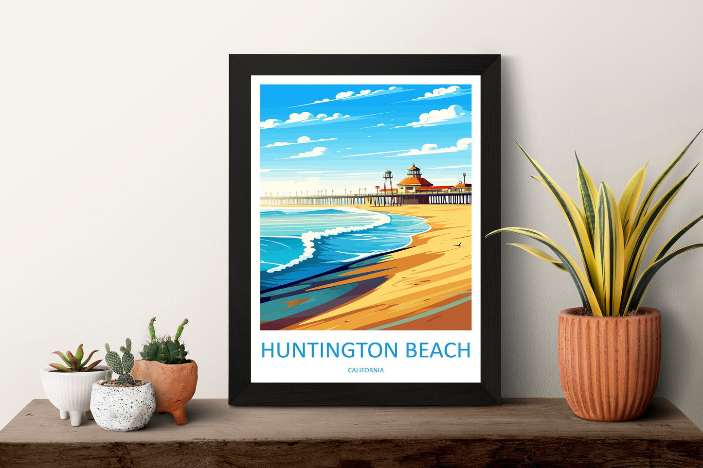 Huntington Beach Travel Print Wall Art Huntington Beach Wall Hanging Home Décor Huntington Beach Gift Art Lovers California Art Lover Gift