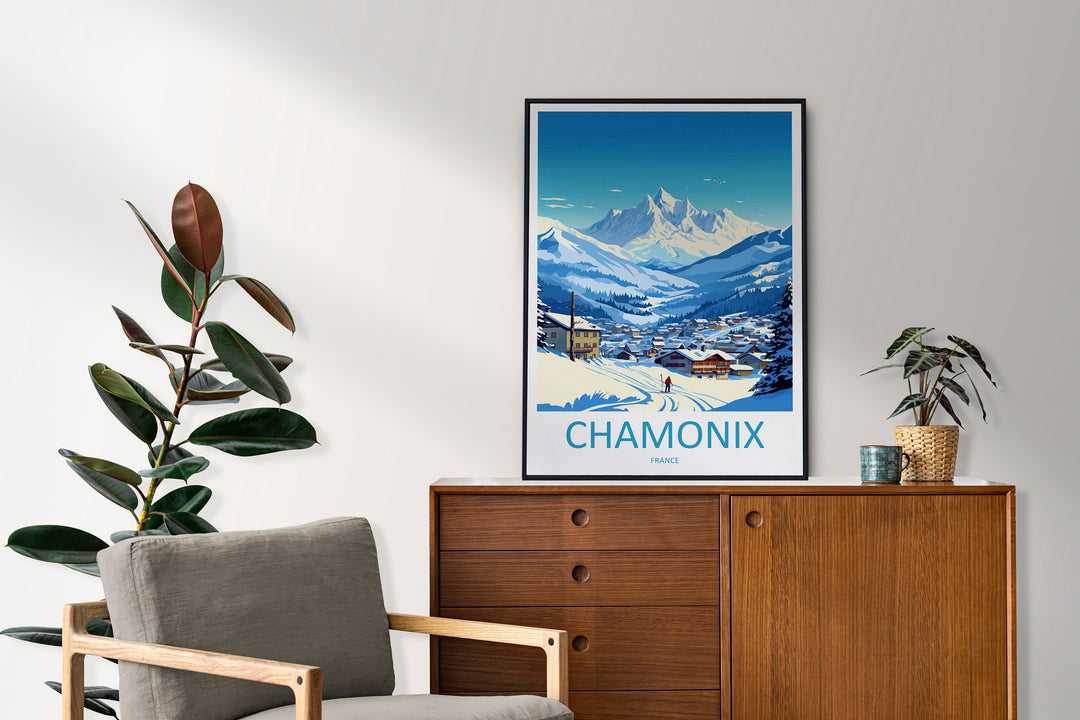 Chamonix Travel Print Wall Art Chamonix Wall Hanging Home Décor Chamonix Gift Art Lovers Ski Art Lover Gift Chamonix Print Skiing Artwork