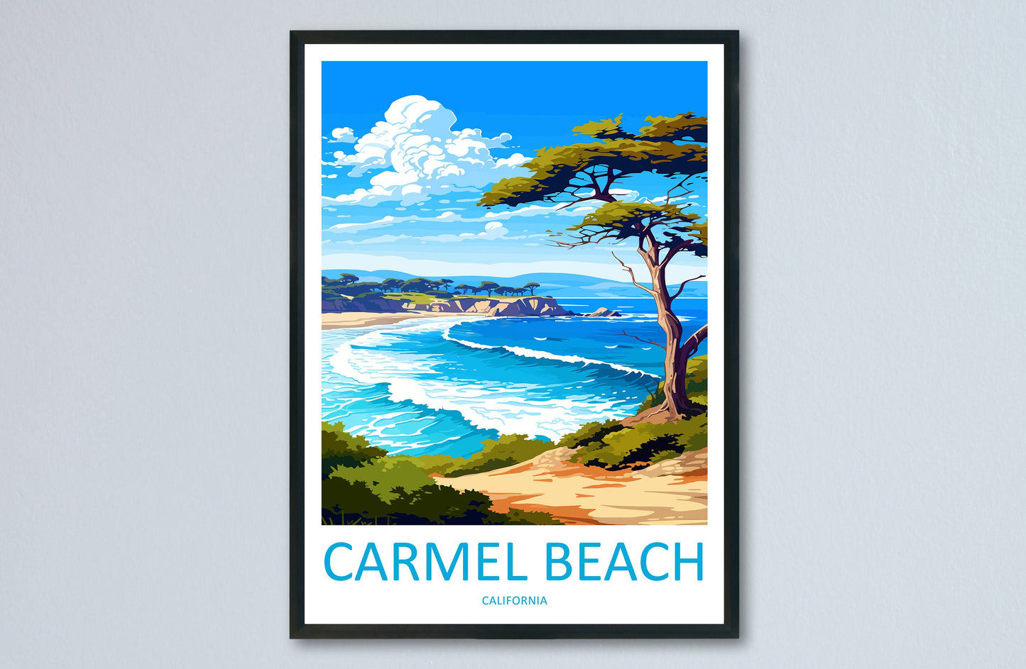 Carmel Beach Travel Print Wall Art Carmel Beach Wall Hanging Home Décor Carmel Beach Gift Art Lovers California Art Lover Gift