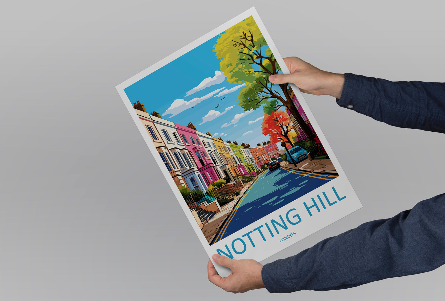 Notting Hill Travel Print Wall Art Notting Hill Wall Hanging Home Décor London Gift Art Lovers Notting Hill Art Lover Gift London