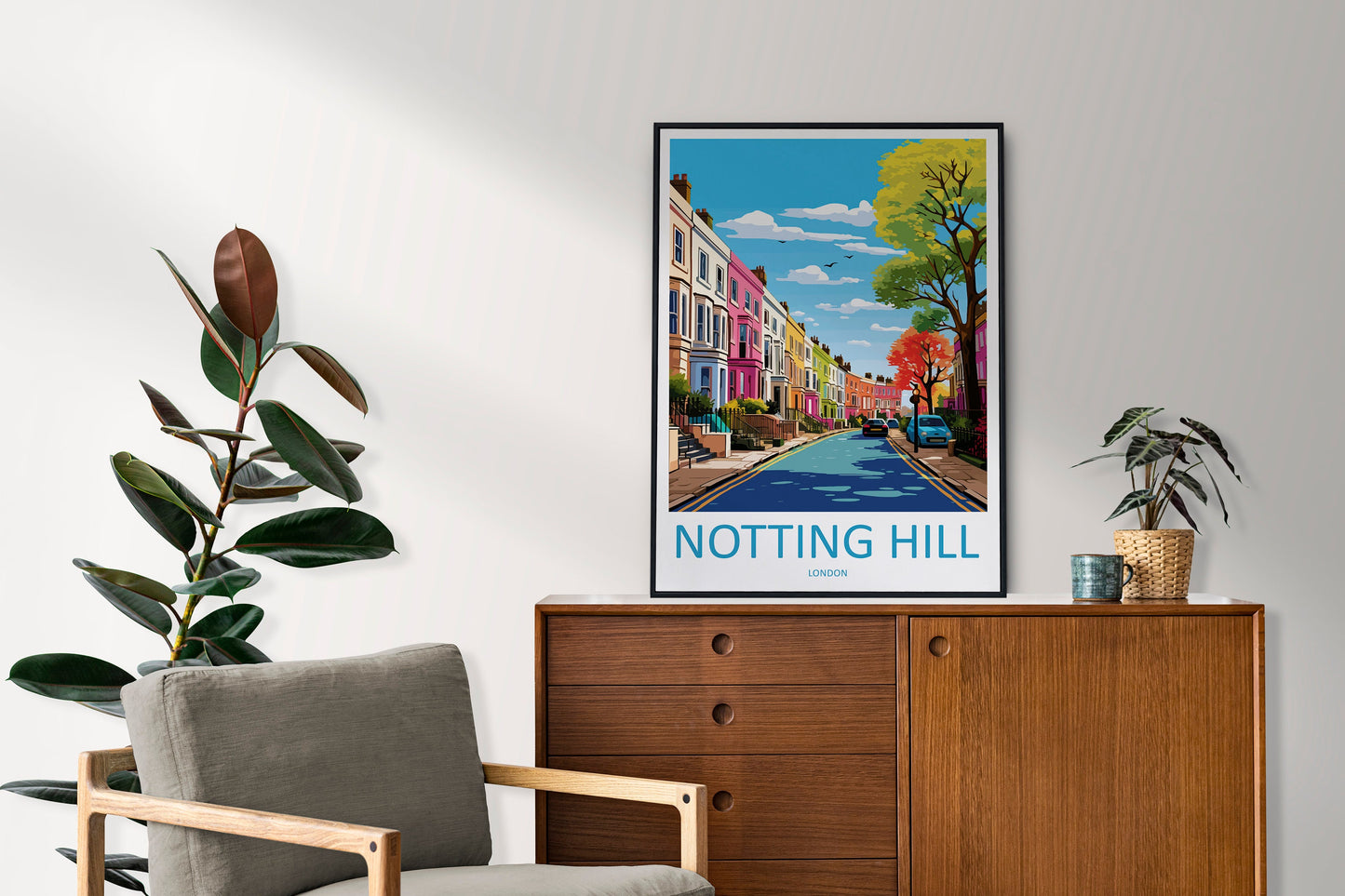 Notting Hill Travel Print Wall Art Notting Hill Wall Hanging Home Décor London Gift Art Lovers Notting Hill Art Lover Gift London