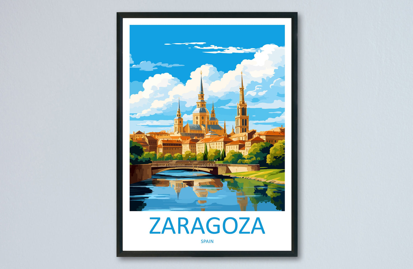 Zaragoza Travel Print Wall Art Zaragoza Wall Hanging Home Décor Zaragoza Gift Art Lovers Spain Art Lover Gift Zaragoza Print Spain Wall Art