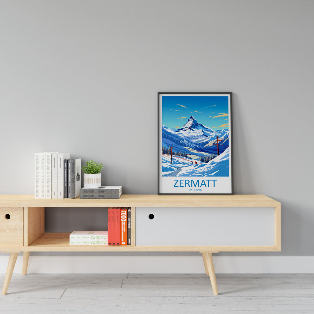 Zermatt Travel Print Wall Art Zermatt Wall Hanging Home Décor Zermatt Gift Art Lovers Ski Art Lover Gift Zermatt Print Skiing Zermatt Art