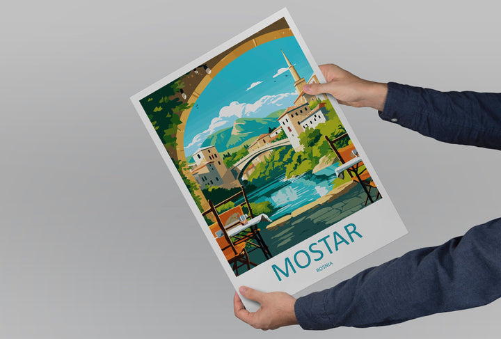 Mostar Travel Print Mostar Bosnia Home Décor Mostar Art Print Herzegovina City Room Print For Stari Most Bridge Koski Mehmed-Pasha Gift Art