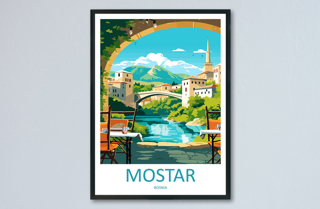 Mostar Travel Print Mostar Bosnia Home Décor Mostar Art Print Herzegovina City Room Print For Stari Most Bridge Koski Mehmed-Pasha Gift Art