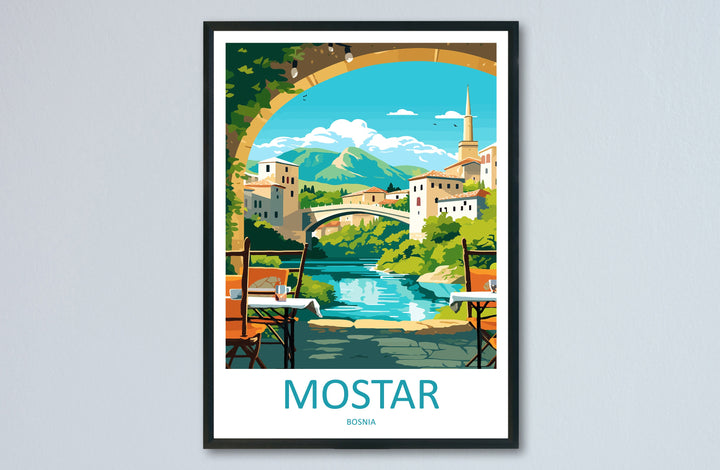 Mostar Travel Print Mostar Bosnia Home Décor Mostar Art Print Herzegovina City Room Print For Stari Most Bridge Koski Mehmed-Pasha Gift Art