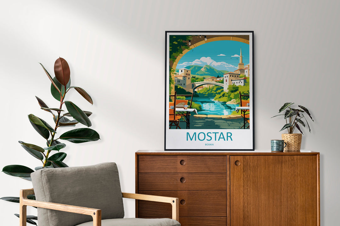 Mostar Travel Print Mostar Bosnia Home Décor Mostar Art Print Herzegovina City Room Print For Stari Most Bridge Koski Mehmed-Pasha Gift Art
