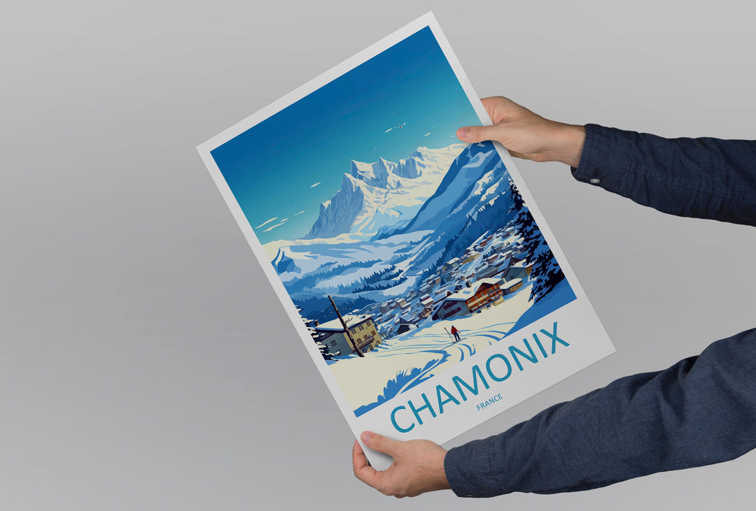 Chamonix Travel Print Wall Art Chamonix Wall Hanging Home Décor Chamonix Gift Art Lovers Ski Art Lover Gift Chamonix Print Skiing Artwork