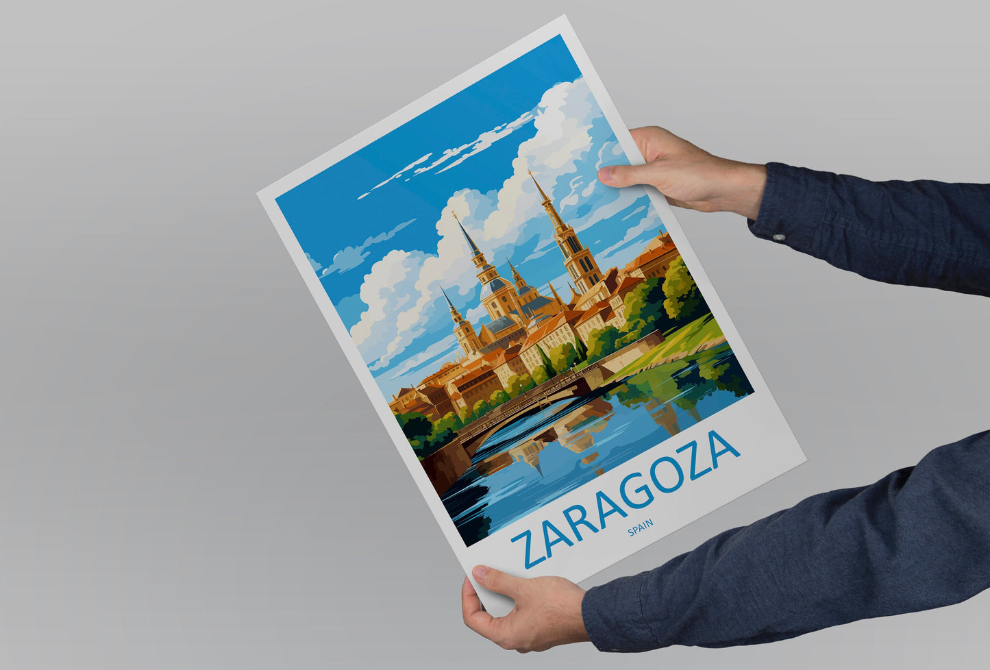 Zaragoza Travel Print Wall Art Zaragoza Wall Hanging Home Décor Zaragoza Gift Art Lovers Spain Art Lover Gift Zaragoza Print Spain Wall Art