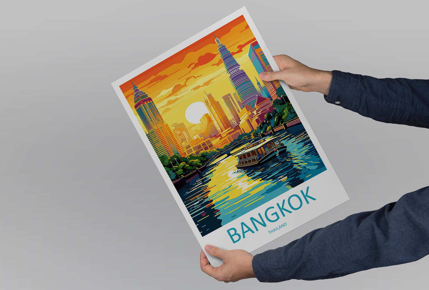 Bangkok Travel Print Wall Art Bangkok Wall Hanging Home Decor Bangkok Gift Art Lovers Wall Art Thailand Travel Print Gift Thai Travel Art