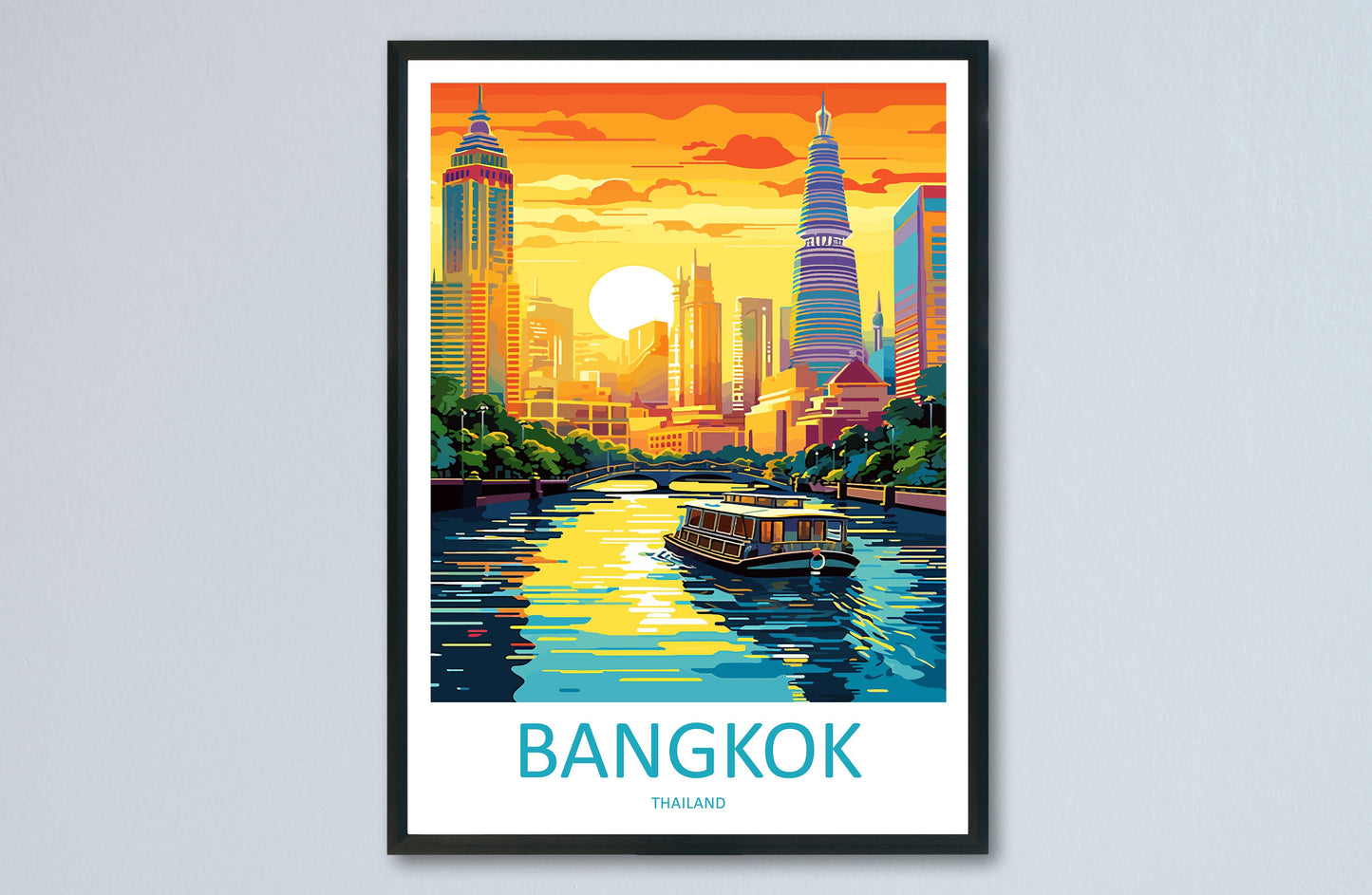 Bangkok Travel Print Wall Art Bangkok Wall Hanging Home Decor Bangkok Gift Art Lovers Wall Art Thailand Travel Print Gift Thai Travel Art