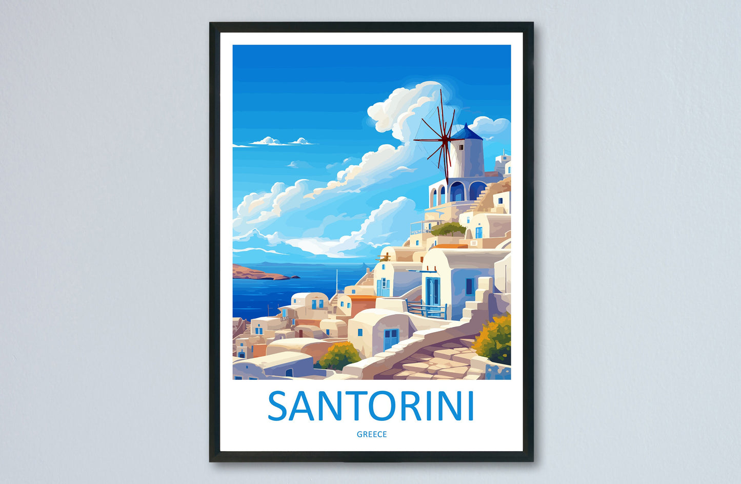 Santorini Travel Print Wall Art Santorini Greece Wall Hanging Home Decoration Santorini Gift Art Lovers Wall Art Print Santorini Greek Print