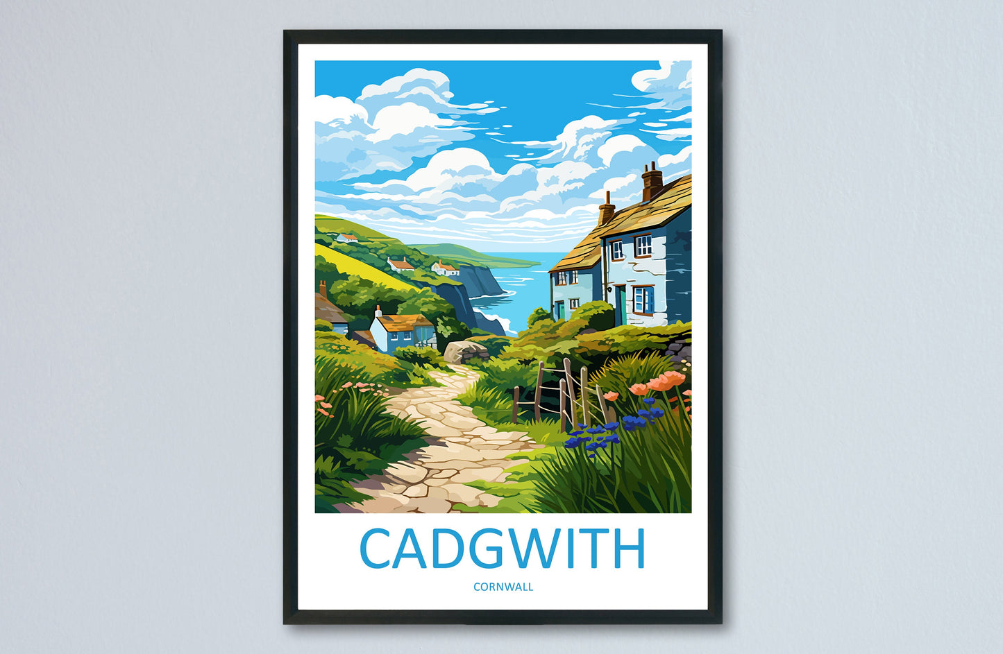 Cadgwith Travel Print Wall Art Cadgwith Wall Hanging Home Décor Cadgwith Gift Art Lovers Cornwall Art Lover Gift