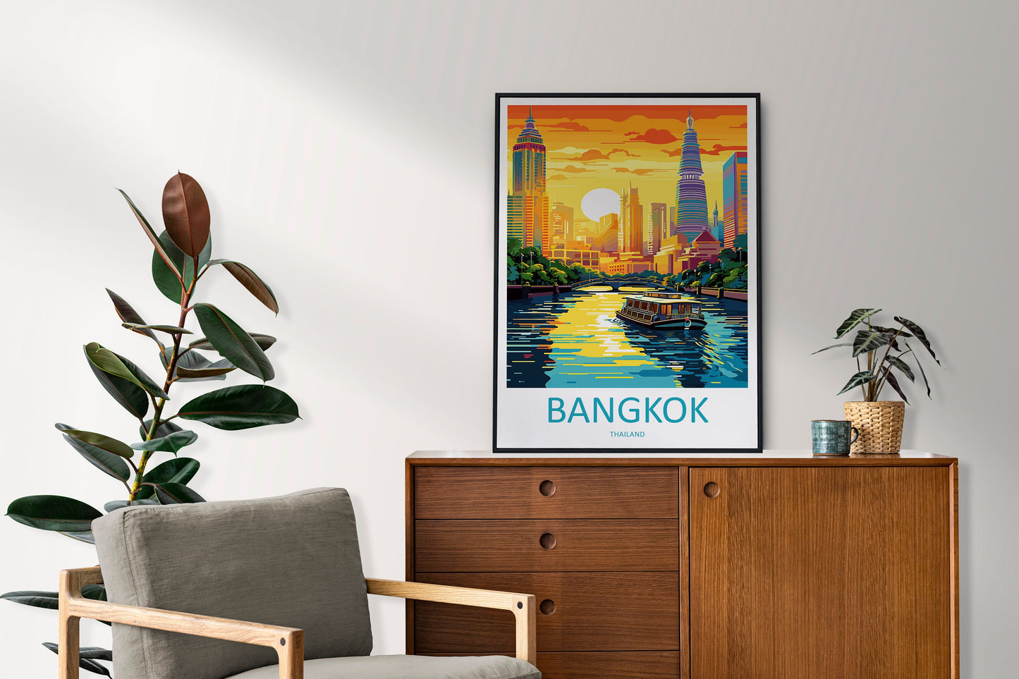 Bangkok Travel Print Wall Art Bangkok Wall Hanging Home Decor Bangkok Gift Art Lovers Wall Art Thailand Travel Print Gift Thai Travel Art