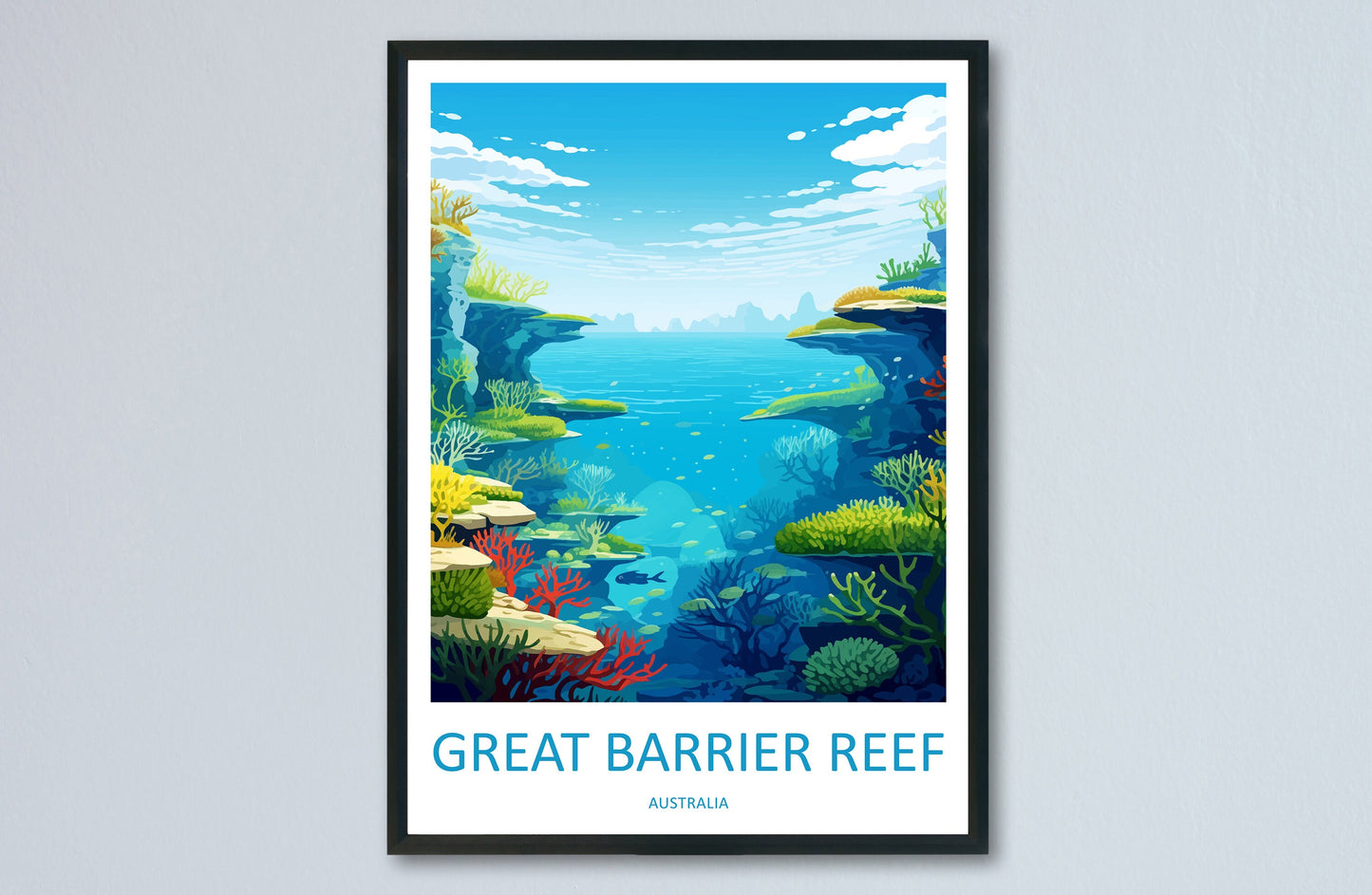 Great Barrier Reef Travel Print Wall Art Great Barrier Reef Wall Hanging Home Décor Great Barrier Reef Gift Art Lovers Wall Art Australia