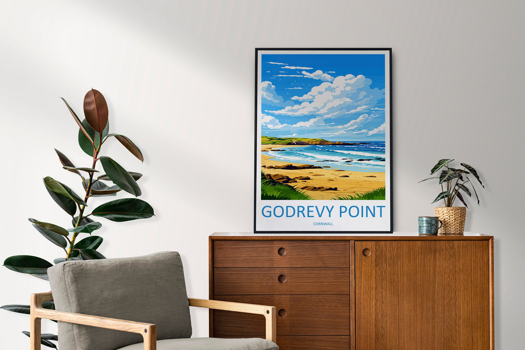 Godrevy Point Travel Print Wall Art Godrevy Point Wall Hanging Home Décor Godrevy Point Gift Art Lovers England Art Lover Gift Godrevy Point