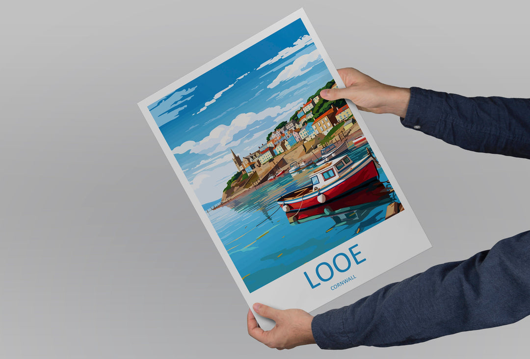 Looe Travel Print Wall Art Looe Wall Hanging Home Décor Looe Gift Art Lovers England Art Lover Gift Looe Travel Décor Looe Poster