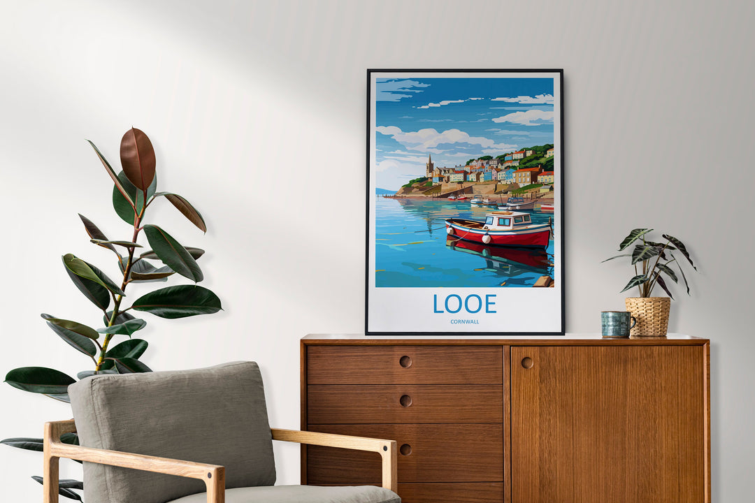 Looe Travel Print Wall Art Looe Wall Hanging Home Décor Looe Gift Art Lovers England Art Lover Gift Looe Travel Décor Looe Poster