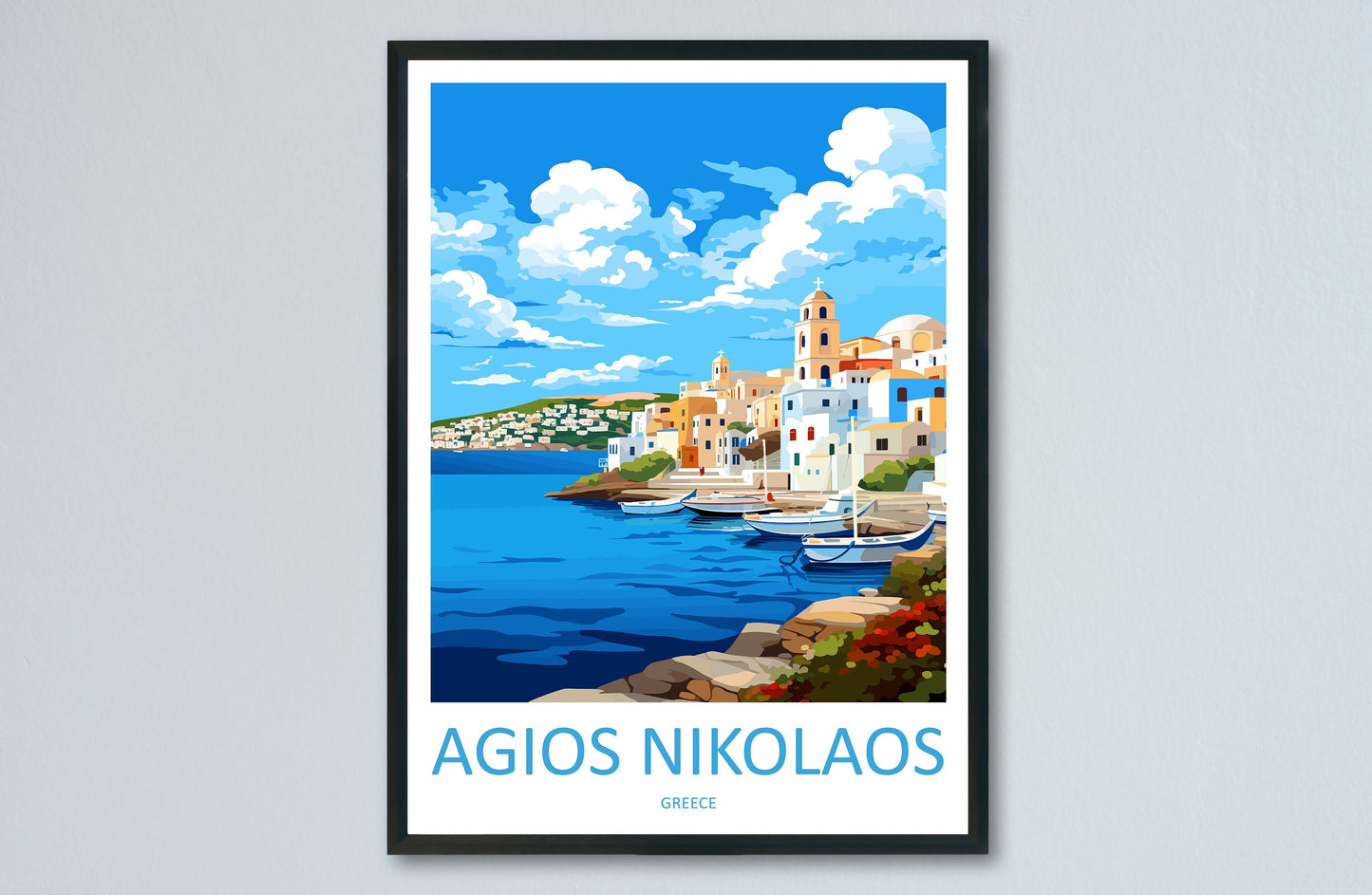 Agios Nikolaos Travel Print Wall Art Agios Nikolaos Greece Wall Hanging Home Decoration Agios Nikolaos Gift Art Lovers Art Agios Nikolaos