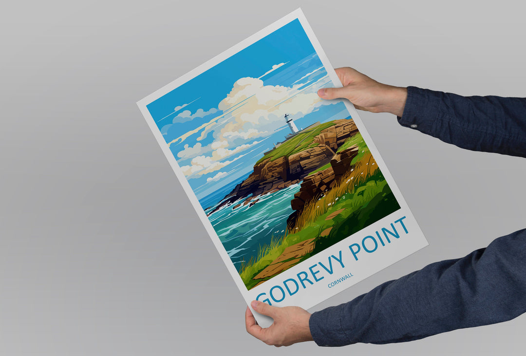 Godrevy Point Travel Print Wall Art Godrevy Point Wall Hanging Home Décor Godrevy Point Gift Art Lovers England Art Lover Gift Godrevy Point