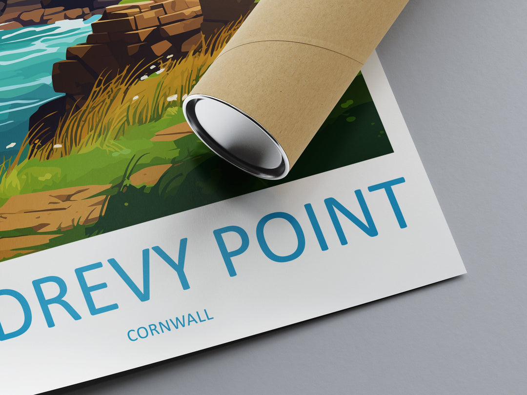 Godrevy Point Travel Print Wall Art Godrevy Point Wall Hanging Home Décor Godrevy Point Gift Art Lovers England Art Lover Gift Godrevy Point