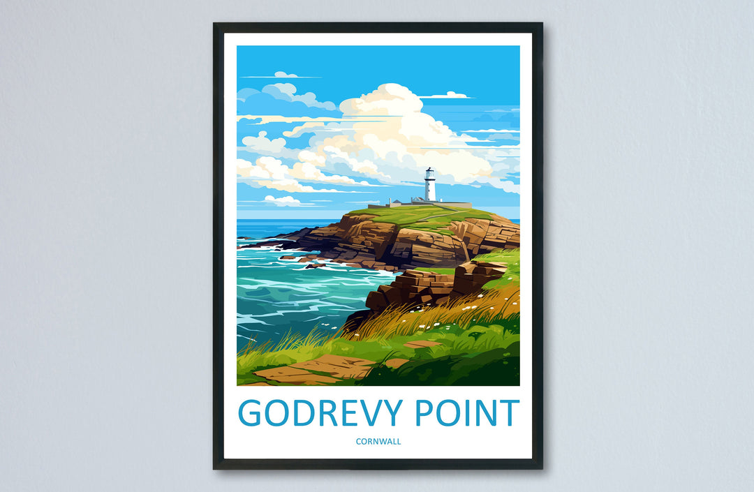 Godrevy Point Travel Print Wall Art Godrevy Point Wall Hanging Home Décor Godrevy Point Gift Art Lovers England Art Lover Gift Godrevy Point