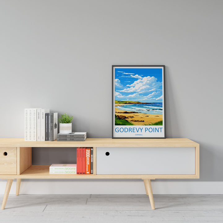 Godrevy Point Travel Print Wall Art Godrevy Point Wall Hanging Home Décor Godrevy Point Gift Art Lovers England Art Lover Gift Godrevy Point