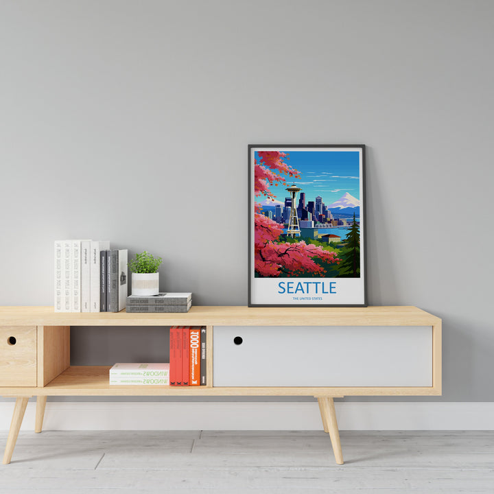Seattle Travel Print Wall Art Seattle Wall Hanging Home Décor Seattle Gift Art Lovers Washington DC Art Lover Gift Washington DC Travel Art