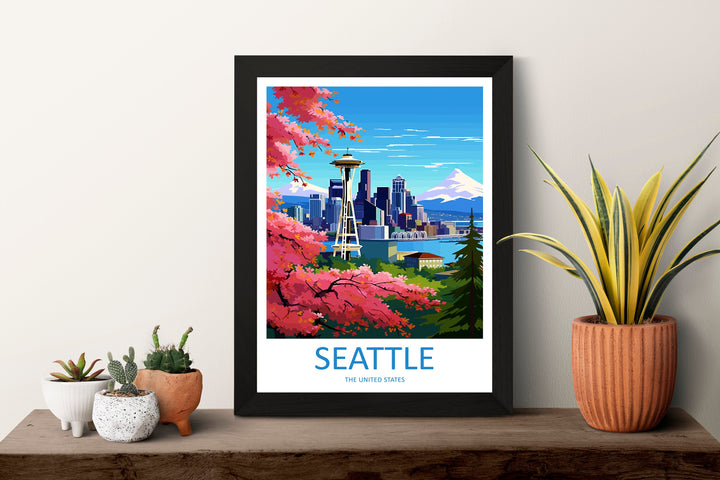 Seattle Travel Print Wall Art Seattle Wall Hanging Home Décor Seattle Gift Art Lovers Washington DC Art Lover Gift Washington DC Travel Art