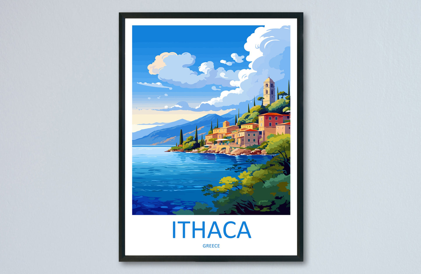 Ithaca Travel Print Wall Art Ithaca Greece Wall Hanging Home Decoration Ithaca Gift Art Lovers Wall Art Print Ithaca Greece Wall Art