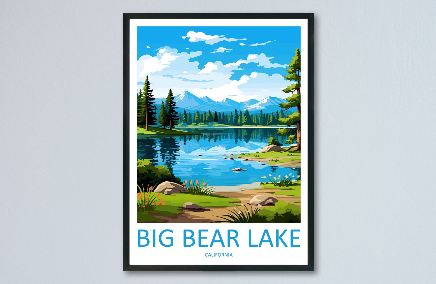 Big Bear Lake Travel Print Wall Art Big Bear Lake Wall Hanging Home Décor Big Bear Lake Gift Art Lovers California Art Lover Gift Lake Art