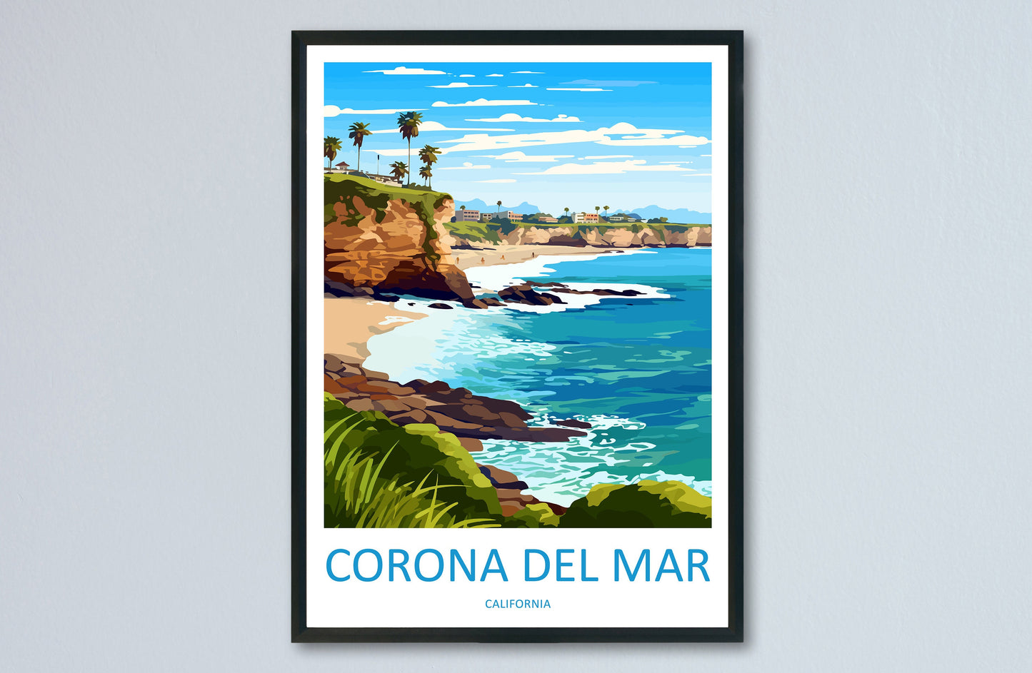 Corona Del Mar Travel Print Wall Art Corona Del Mar Wall Hanging Home Décor Corona Del Mar Gift Art Lovers California Art Lover Gift