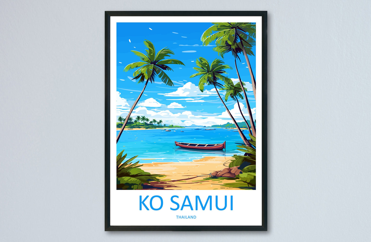 Ko Samui Travel Print Wall Art Ko Samui Wall Hanging Home Decor Ko Samui Gift Art Lovers Wall Art Thailand Travel Print Gift Thai Travel Art