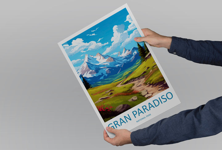 Gran Paradiso Travel Print Wall Art Gran Paradiso Italy Wall Hanging Home Decor Gran Paradiso Gift Art Lovers Wall Art Print Italy