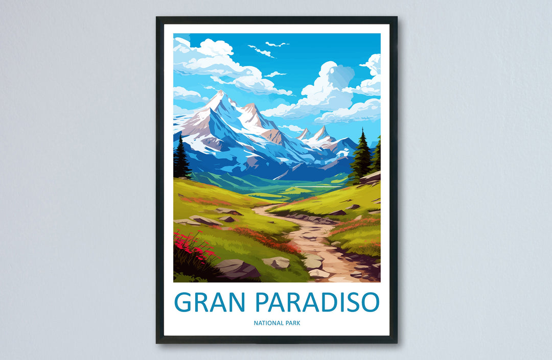 Gran Paradiso Travel Print Wall Art Gran Paradiso Italy Wall Hanging Home Decor Gran Paradiso Gift Art Lovers Wall Art Print Italy