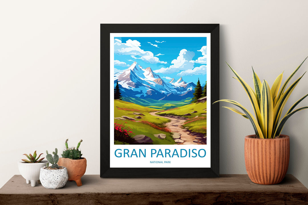 Gran Paradiso Travel Print Wall Art Gran Paradiso Italy Wall Hanging Home Decor Gran Paradiso Gift Art Lovers Wall Art Print Italy