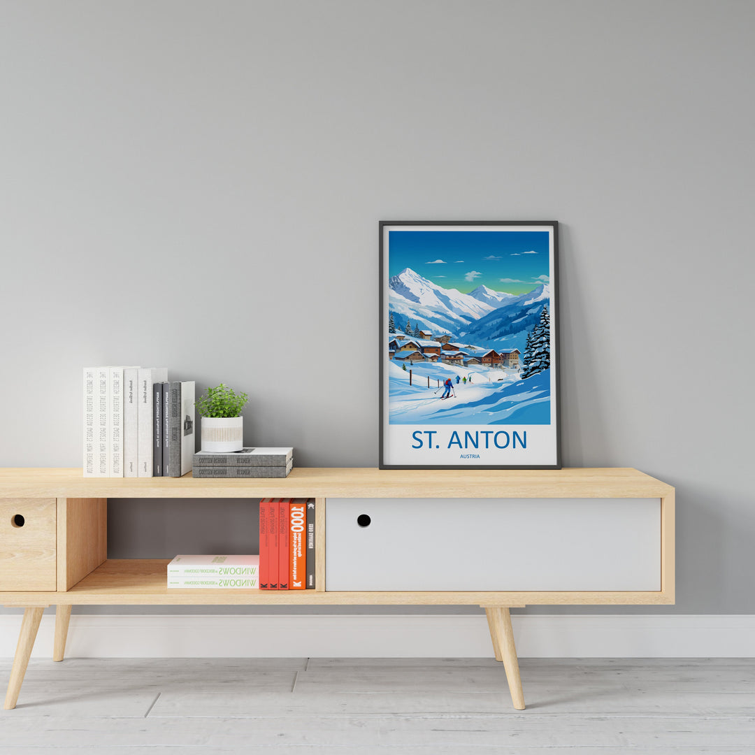 St. Anton Travel Print Wall Art St. Anton Wall Hanging Home Décor St. Anton Gift Art Lovers Ski Art Lover Gift St. Anton Print Skiing Print