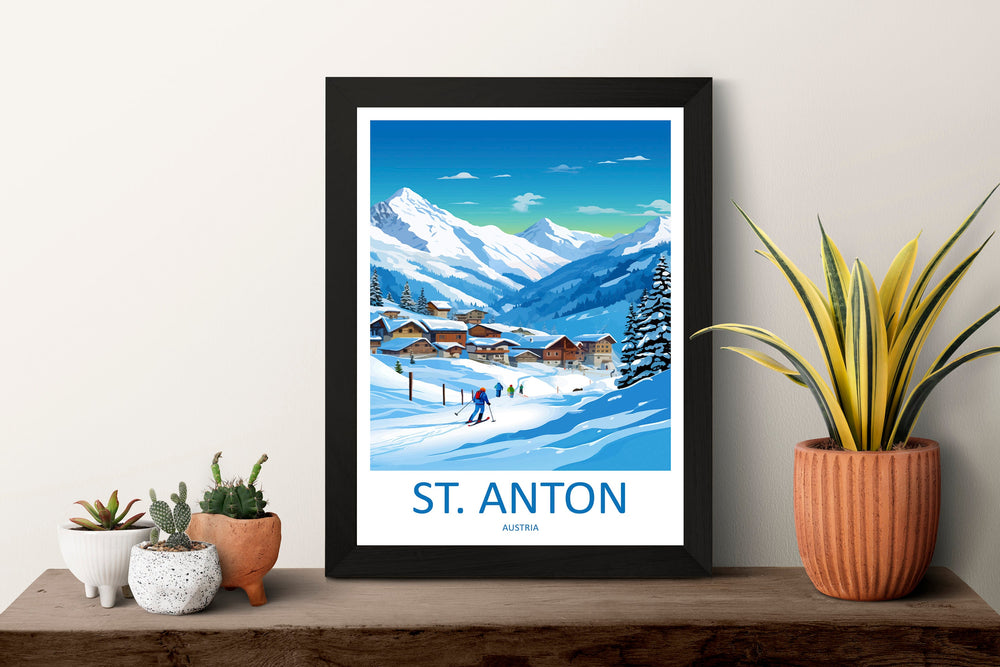 St. Anton Travel Print Wall Art St. Anton Wall Hanging Home Décor St. Anton Gift Art Lovers Ski Art Lover Gift St. Anton Print Skiing Print