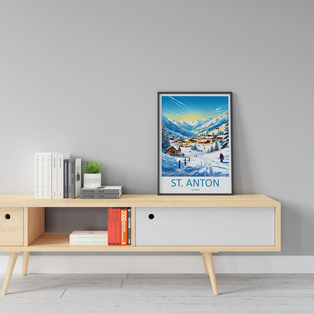 St. Anton Travel Print Wall Art St. Anton Wall Hanging Home Décor St. Anton Gift Art Lovers Ski Art Lover Gift St. Anton Print Skiing Print