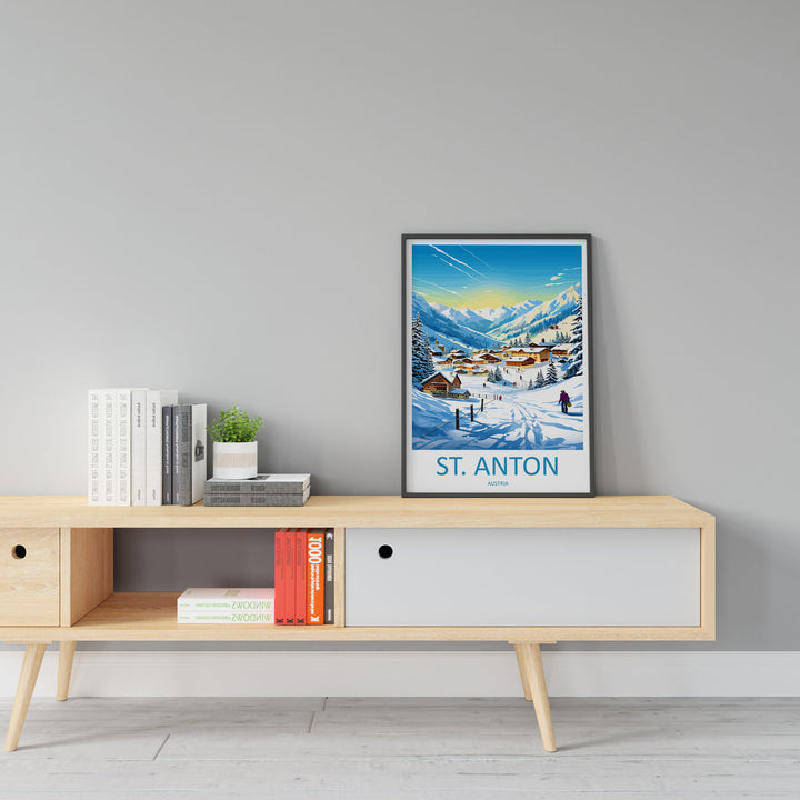 St. Anton Travel Print Wall Art St. Anton Wall Hanging Home Décor St. Anton Gift Art Lovers Ski Art Lover Gift St. Anton Print Skiing Print