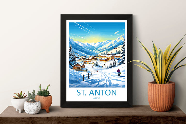 St. Anton Travel Print Wall Art St. Anton Wall Hanging Home Décor St. Anton Gift Art Lovers Ski Art Lover Gift St. Anton Print Skiing Print