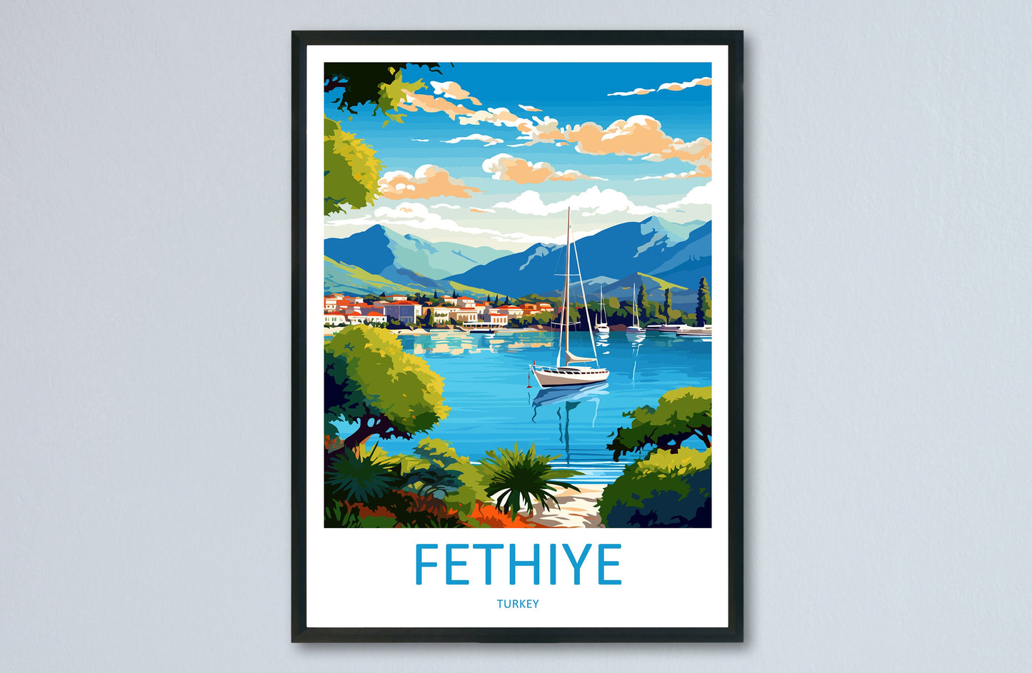 Fethiye Travel Print Wall Art Fethiye Wall Hanging Home Decoration Fethiye Gift Art Lovers Wall Art Print Art Fethiye Wall Print Turkey Art