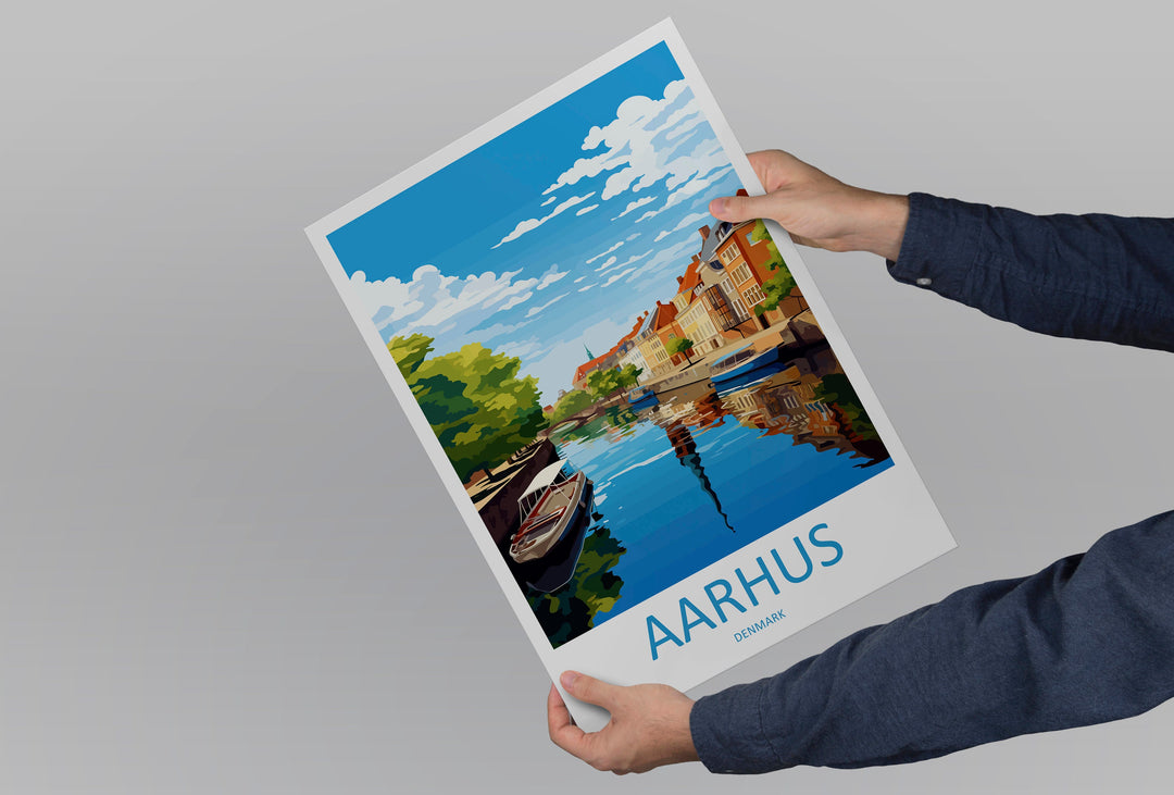 Aarhus Travel Print Wall Art Aarhus Wall Hanging Home Décor Aarhus Gift Art Lovers Denmark Art Lover Gift Aarhus Wall Décor