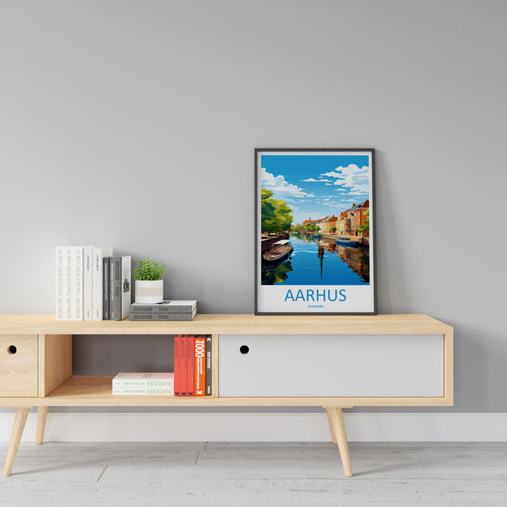 Aarhus Travel Print Wall Art Aarhus Wall Hanging Home Décor Aarhus Gift Art Lovers Denmark Art Lover Gift Aarhus Wall Décor