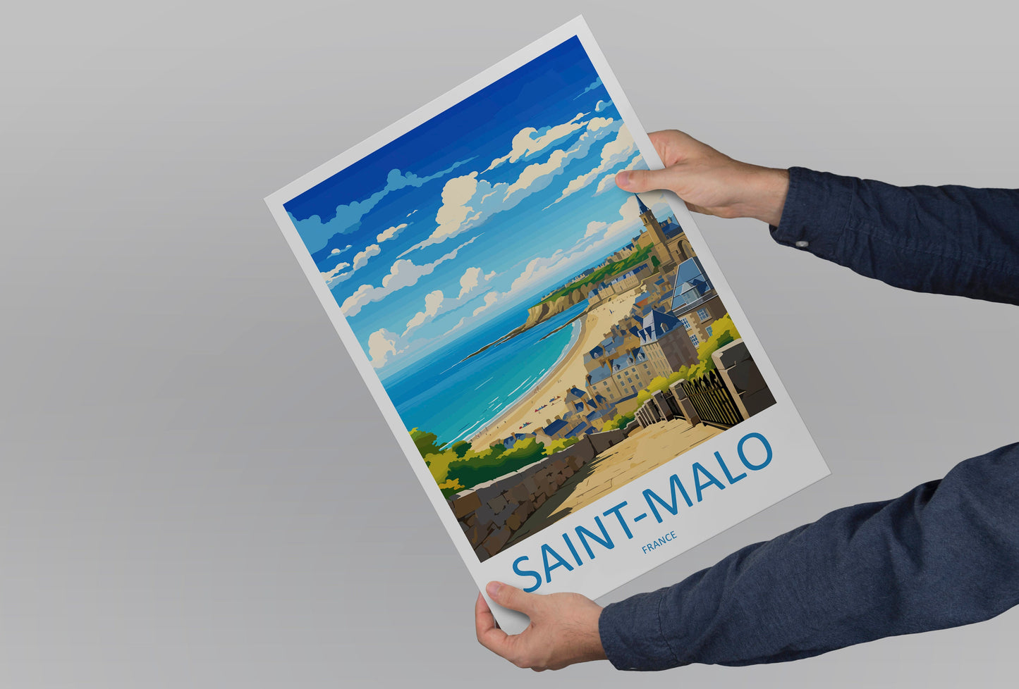 Saint-Malo Travel Print Wall Art Saint-Malo Wall Hanging Home Décor Saint-Malo Gift Art Lovers France Art Lover Gift Saint-Malo Print