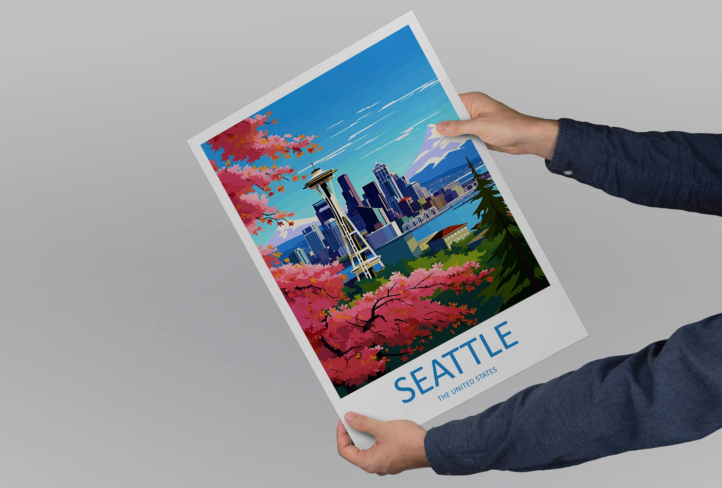 Seattle Travel Print Wall Art Seattle Wall Hanging Home Décor Seattle Gift Art Lovers Washington DC Art Lover Gift Washington DC Travel Art